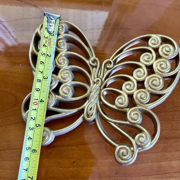 Set of 2 Vintage Burlwood MCM Butterfly Wall Hangings – Retro Swirl Design - Picture 11 of 12